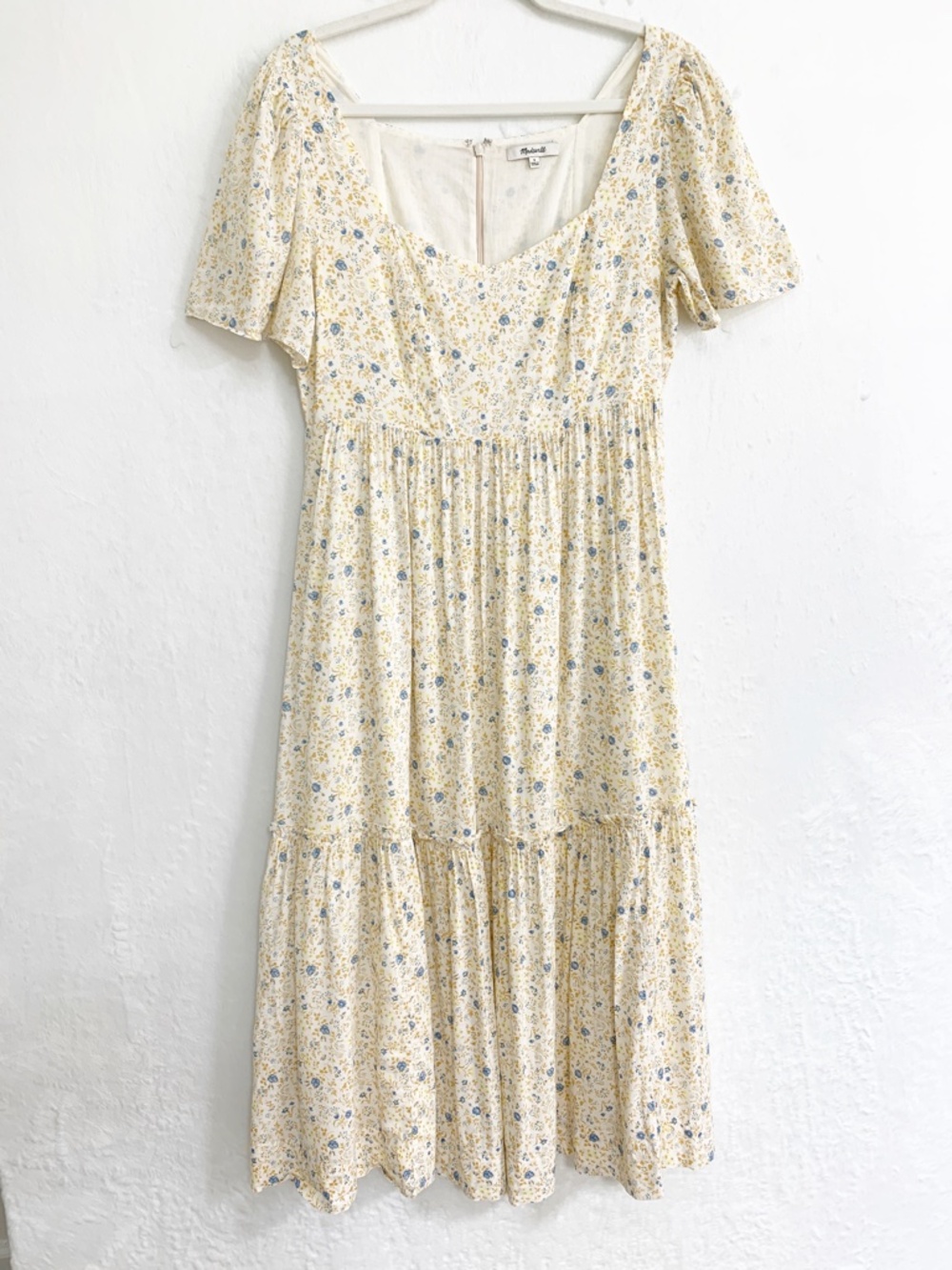 Madewell Folkmagic Floral Flutter Sleeve Tiered Midi Dress Sz 6 - Picture 2 of 14